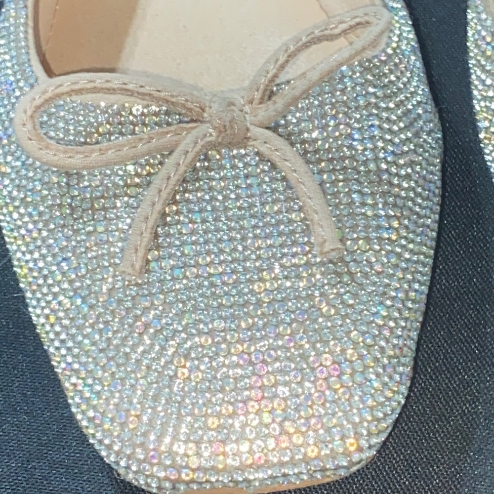 MATISSE WO SIZE 8 Iridescent silver beaded slip on loafer shoe bow accent clean - Picture 4 of 10